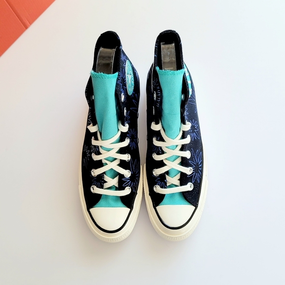 Converse Chuck 70 Hi Sunny Floral Black Washed Teal Game Royal Women's 8 - Picture 3 of 6